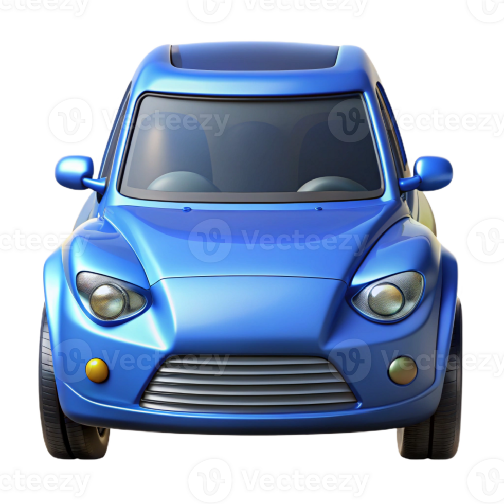 vibrant contemporary Electric Car Front View Blue Metallic Cutout high quality png