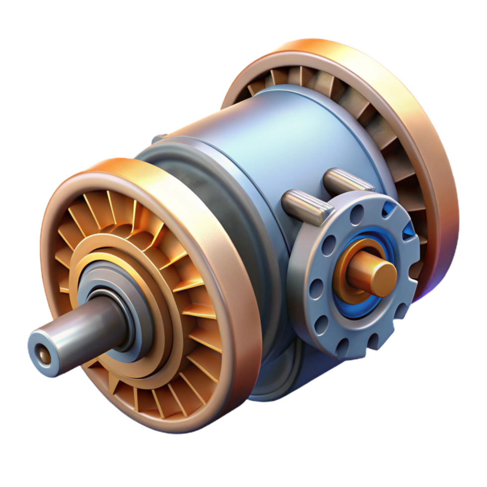 beautiful vintage Electric Motor Gears Rotating Transparent Background exclusive png