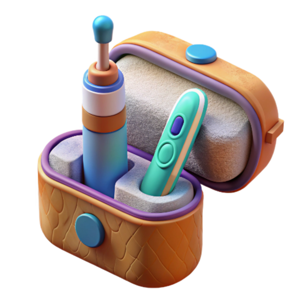 beautiful vintage Electric Toothbrush with Travel Case Isolated Element high quality png