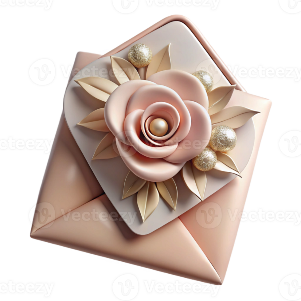 vibrant artistic Elegant Wedding Invitation Card Cutout with Floral Design 4K png