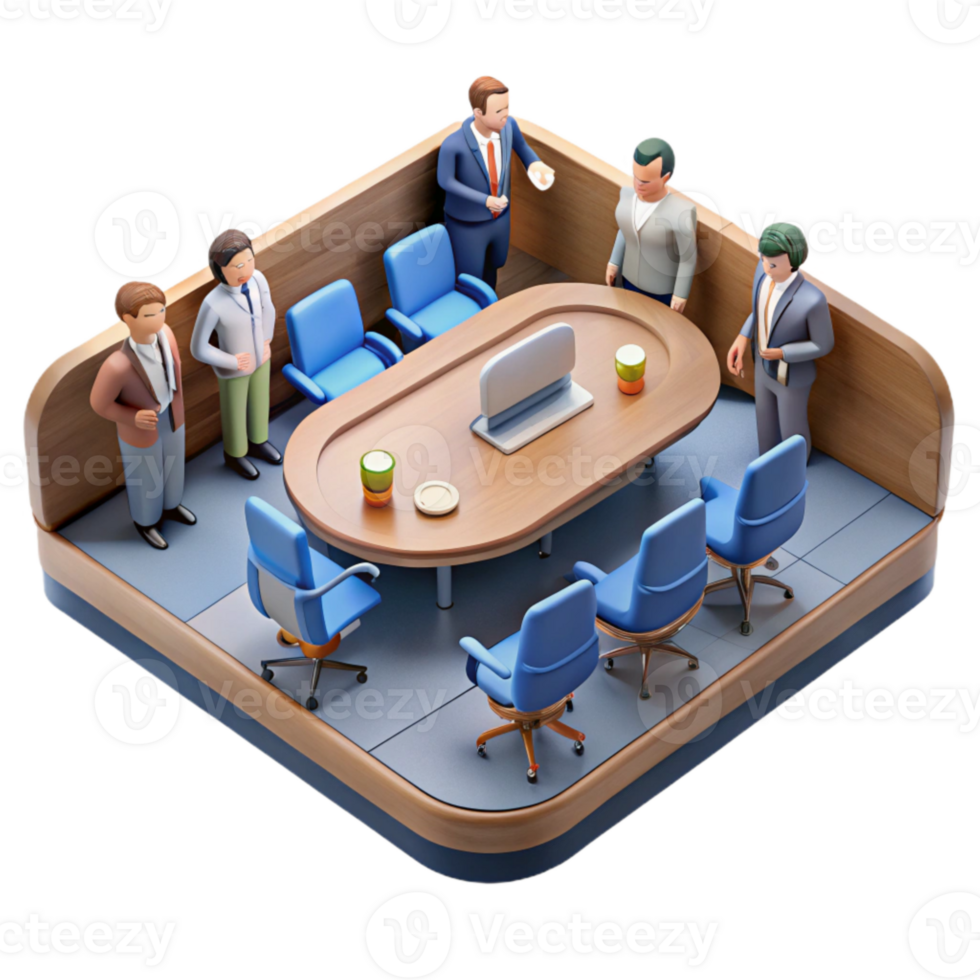 serene rustic Elevated View of Conference Table with Laptops Cutout exclusive png