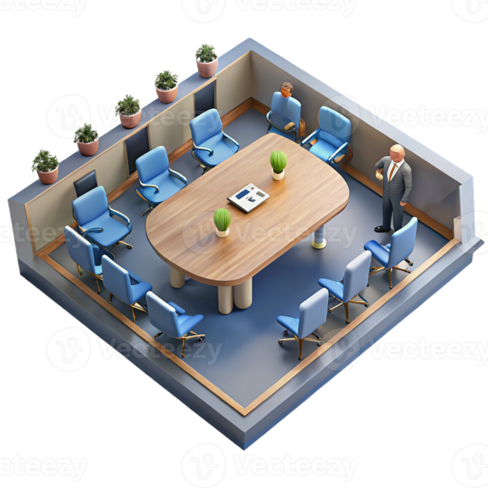 serene classic Elevated View of Conference Table with Laptops Cutout original png