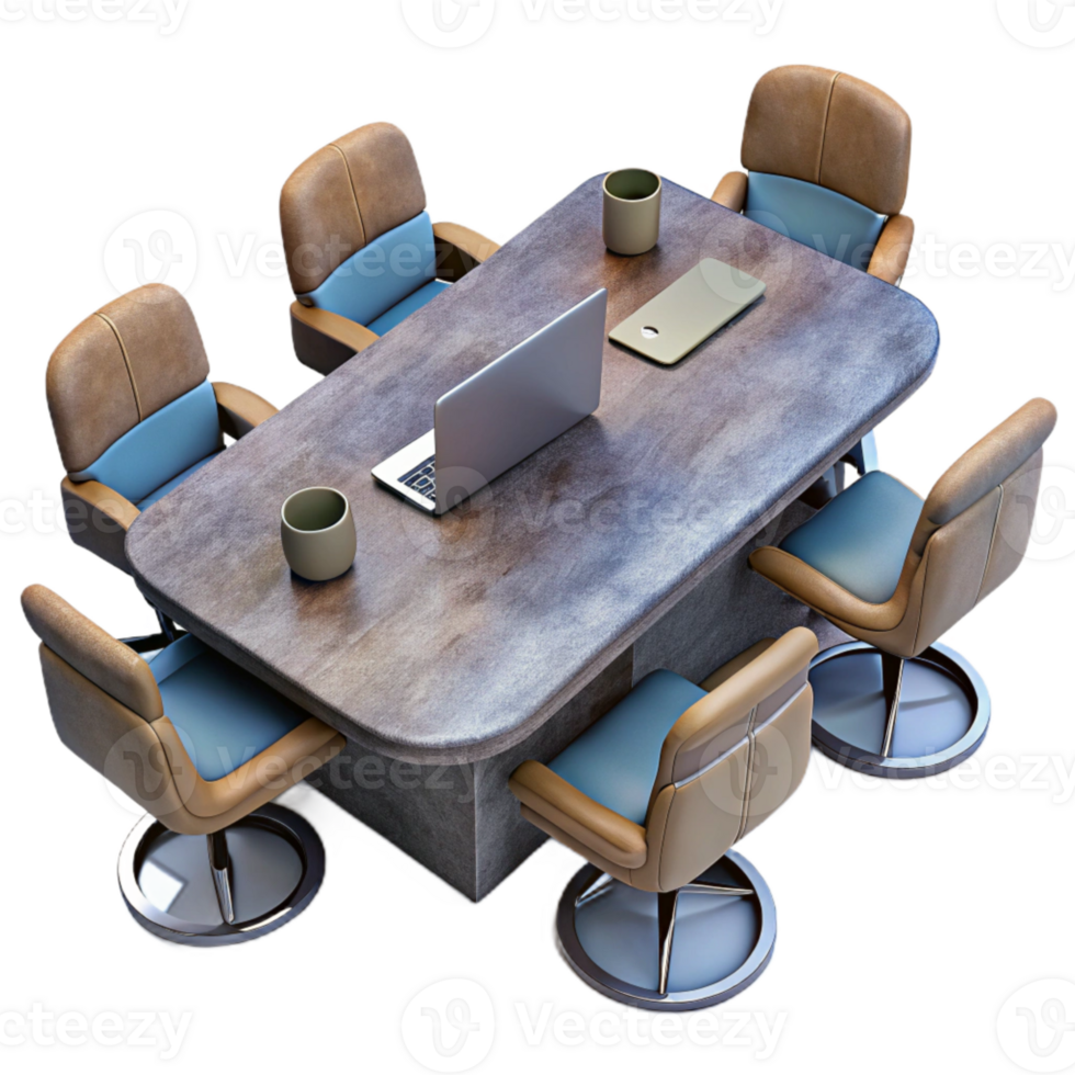 wonderful creative Elevated View of Conference Table with Laptops Cutout detailed png