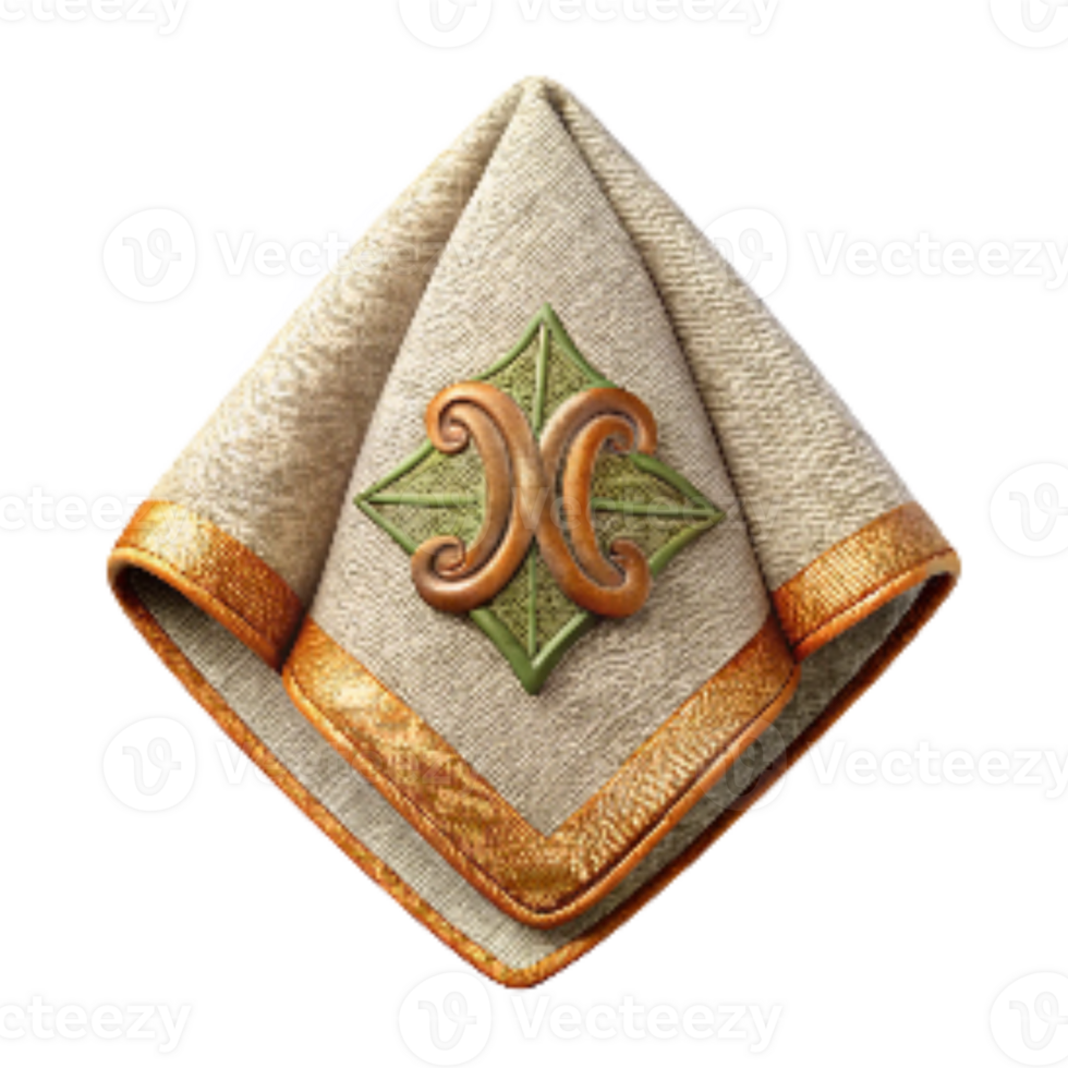 serene modern Embroidered Cloth Napkin with Monogram Isolated Cutout detailed png