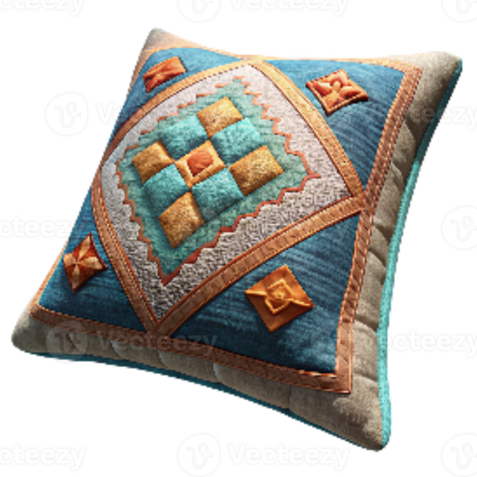beautiful rustic Embroidered Cushion Cover with Geometric Pattern Transparent Background original png
