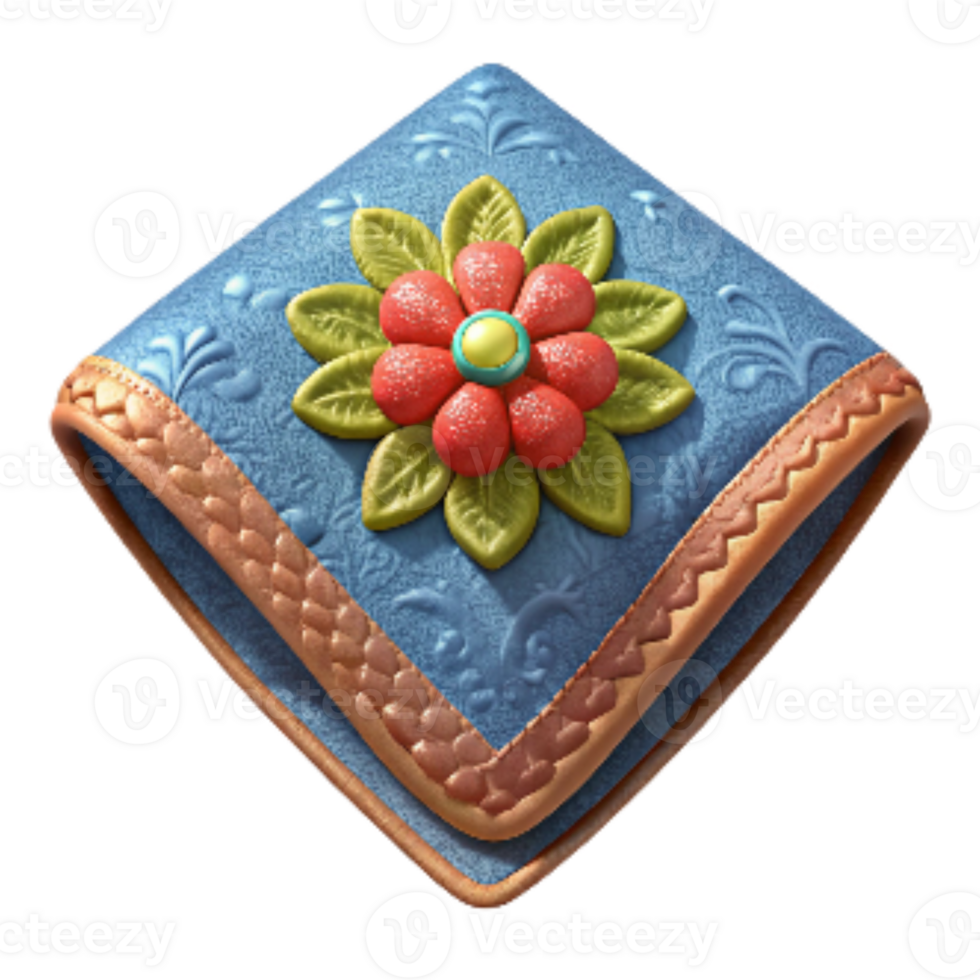 elegant creative Embroidered Handkerchief with Floral Design Isolated 4K png