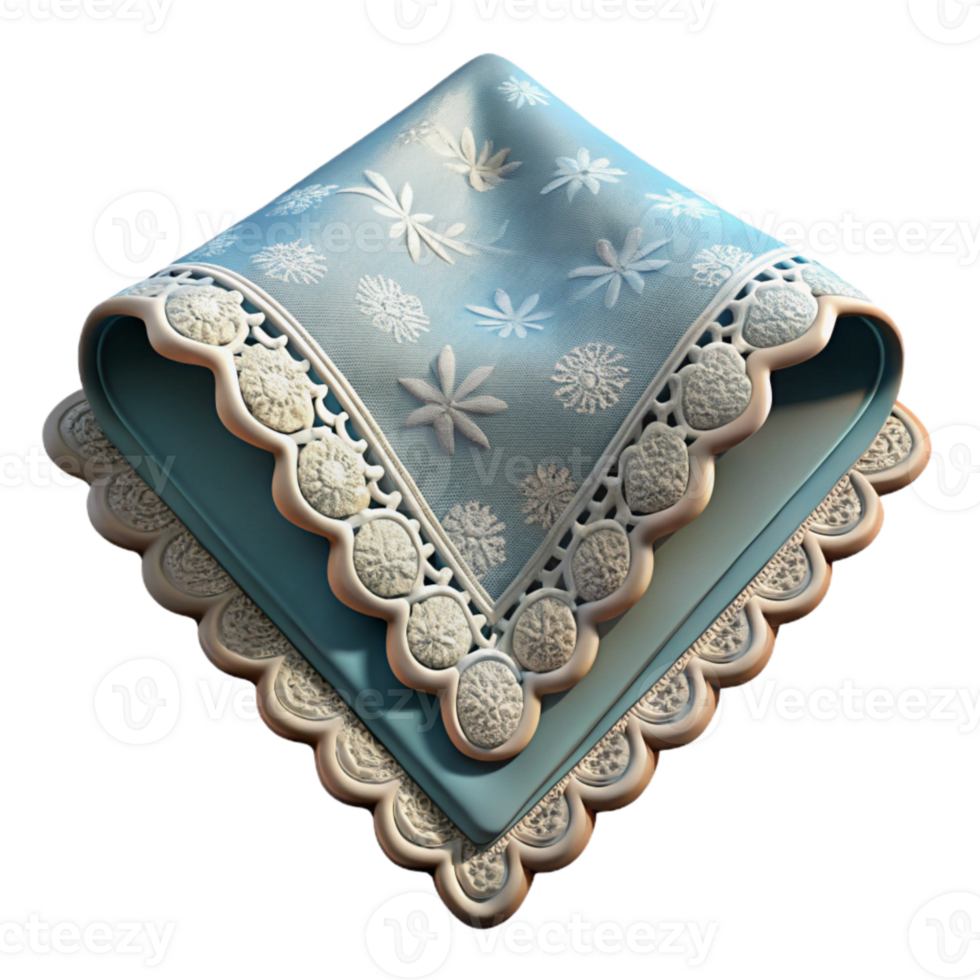 beautiful modern Embroidered Handkerchief with Lace Edge Element premium png