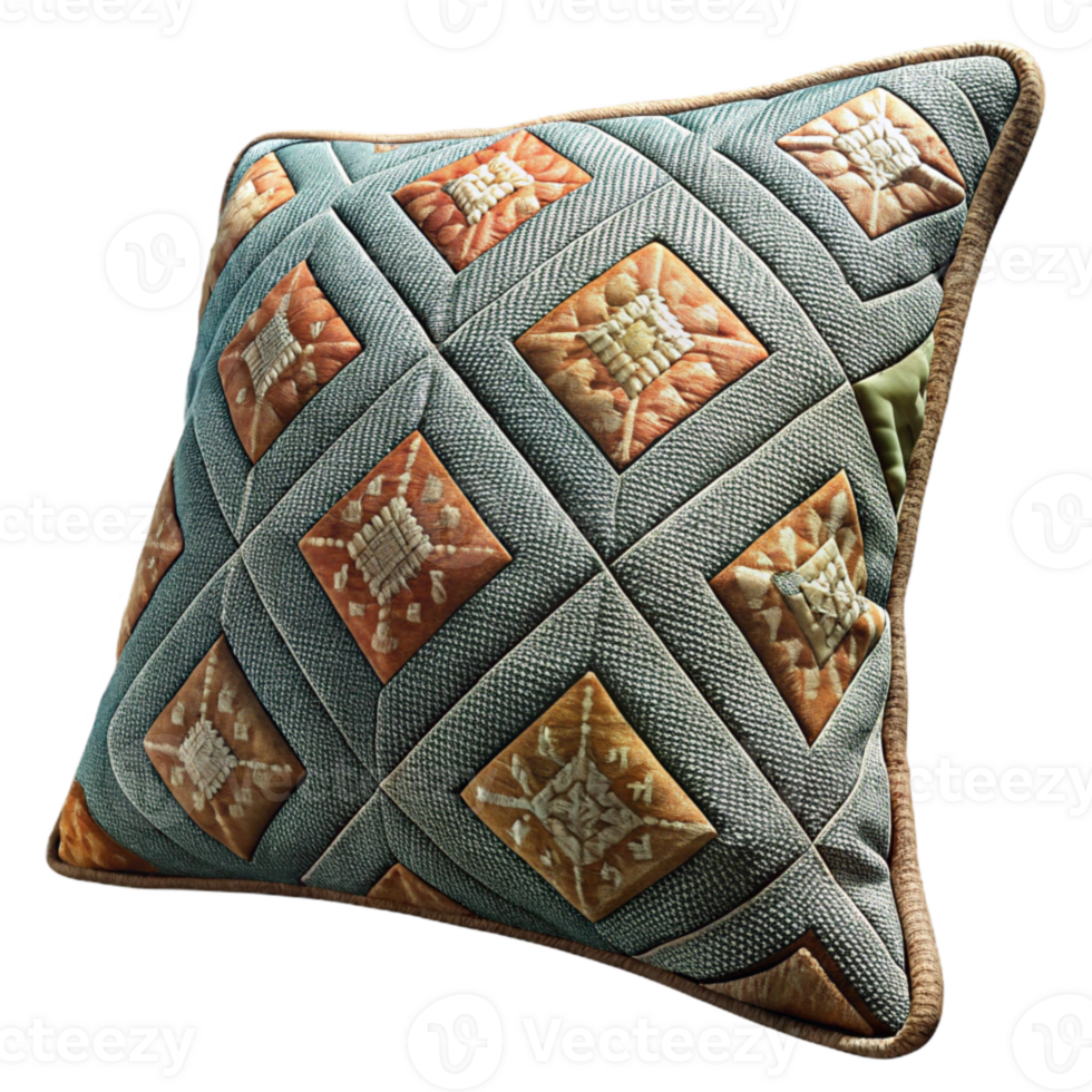 extraordinary artistic Embroidered Cushion Cover with Geometric Pattern Transparent Background authentic png