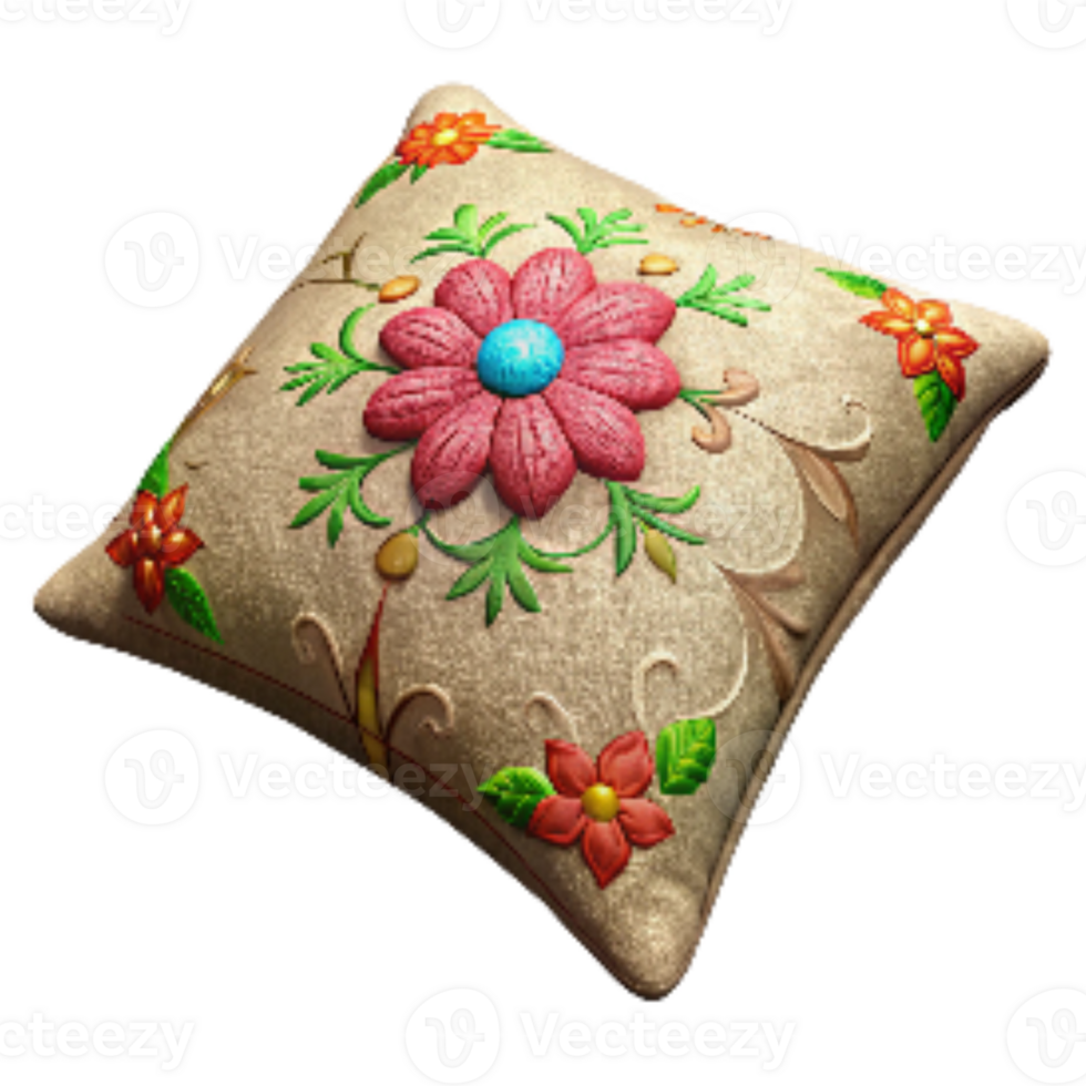 dramatic creative Embroidered Pillowcase with Floral Pattern Element high resolution png