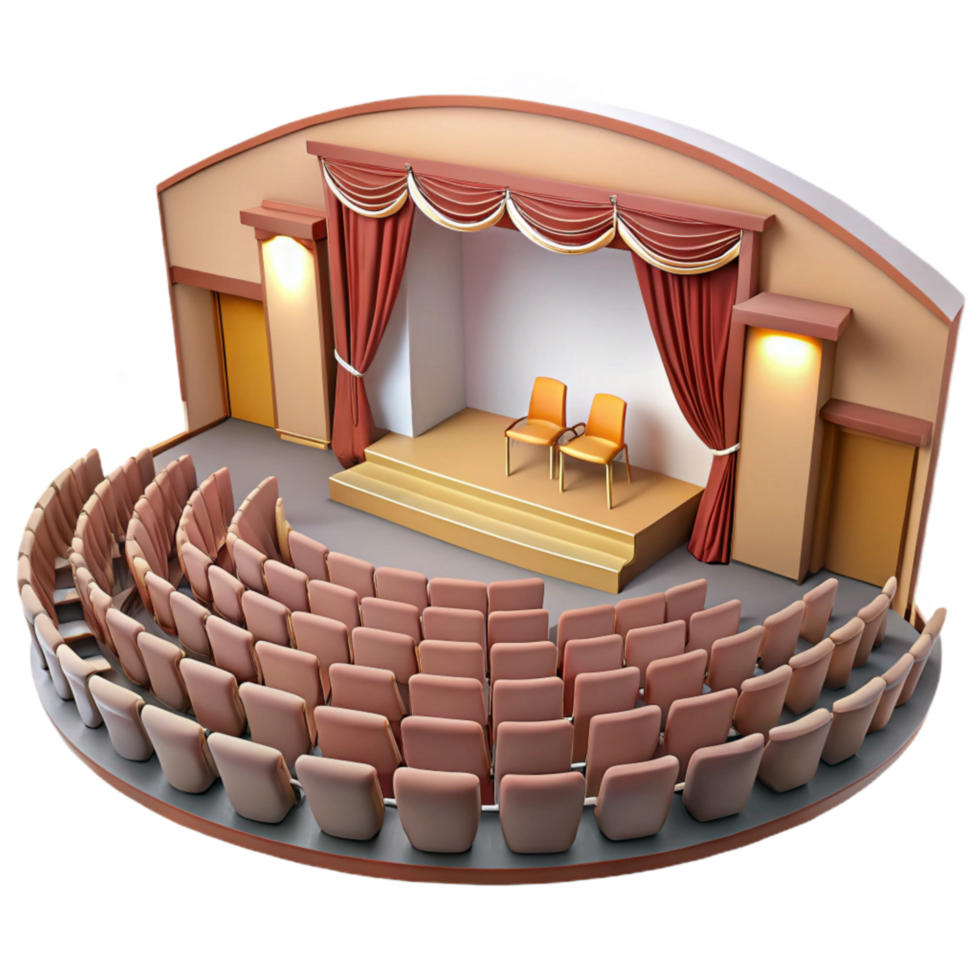 dramatic artistic Empty Auditorium with Stage and Seating Cutout high resolution png