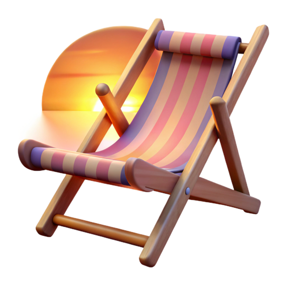 wonderful artistic Empty Beach Chair at Sunset Isolated authentic png