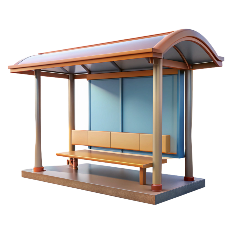 serene artistic Empty Bus Stop Shelter Front View Cutout 4K png