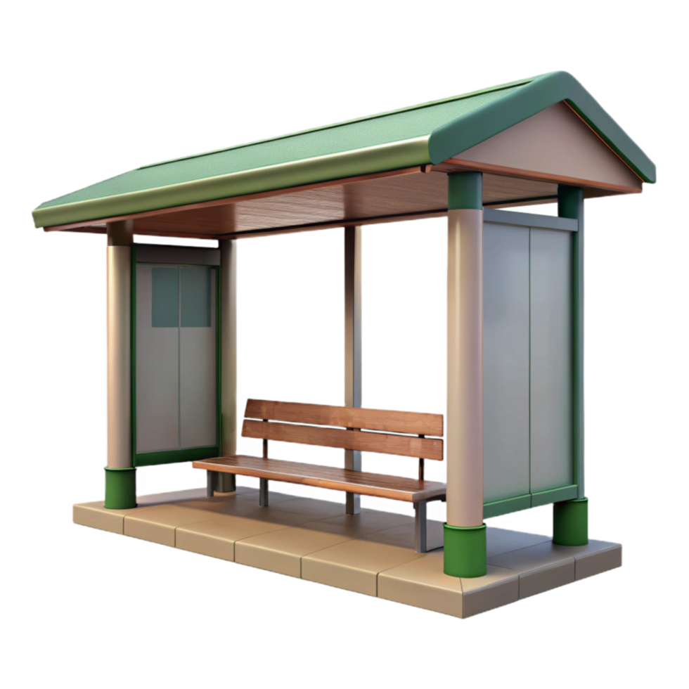 stunning minimalist Empty Bus Stop Shelter Front View Cutout high resolution png