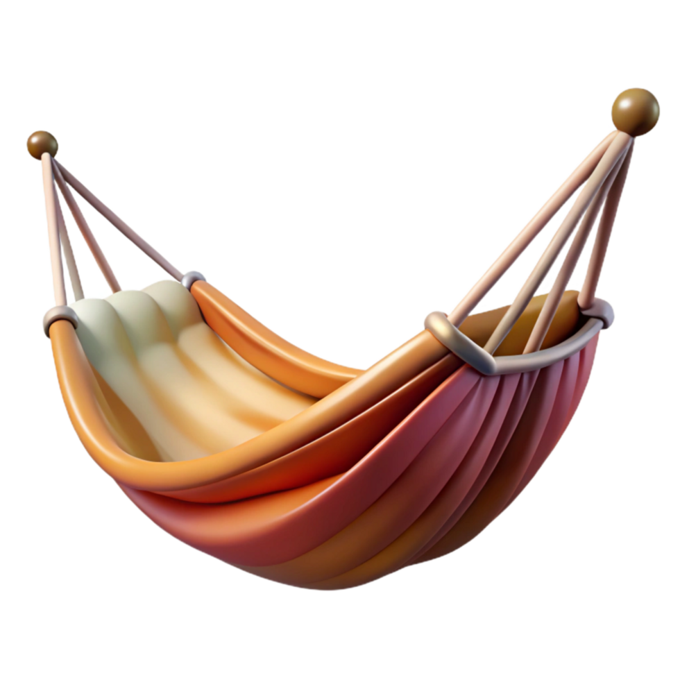 dramatic rustic Empty Hammock Swaying in Breeze Isolated authentic png