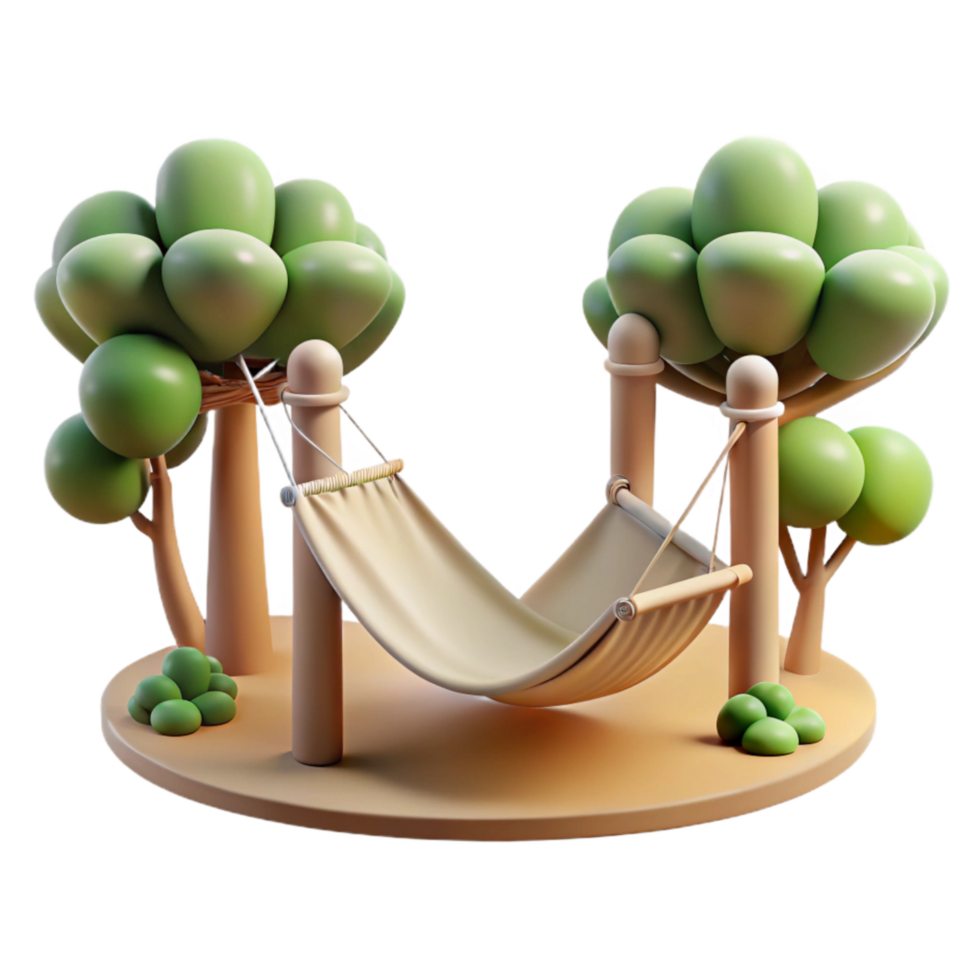 stunning traditional Empty Hammock Between Two Trees Transparent Background 4K png