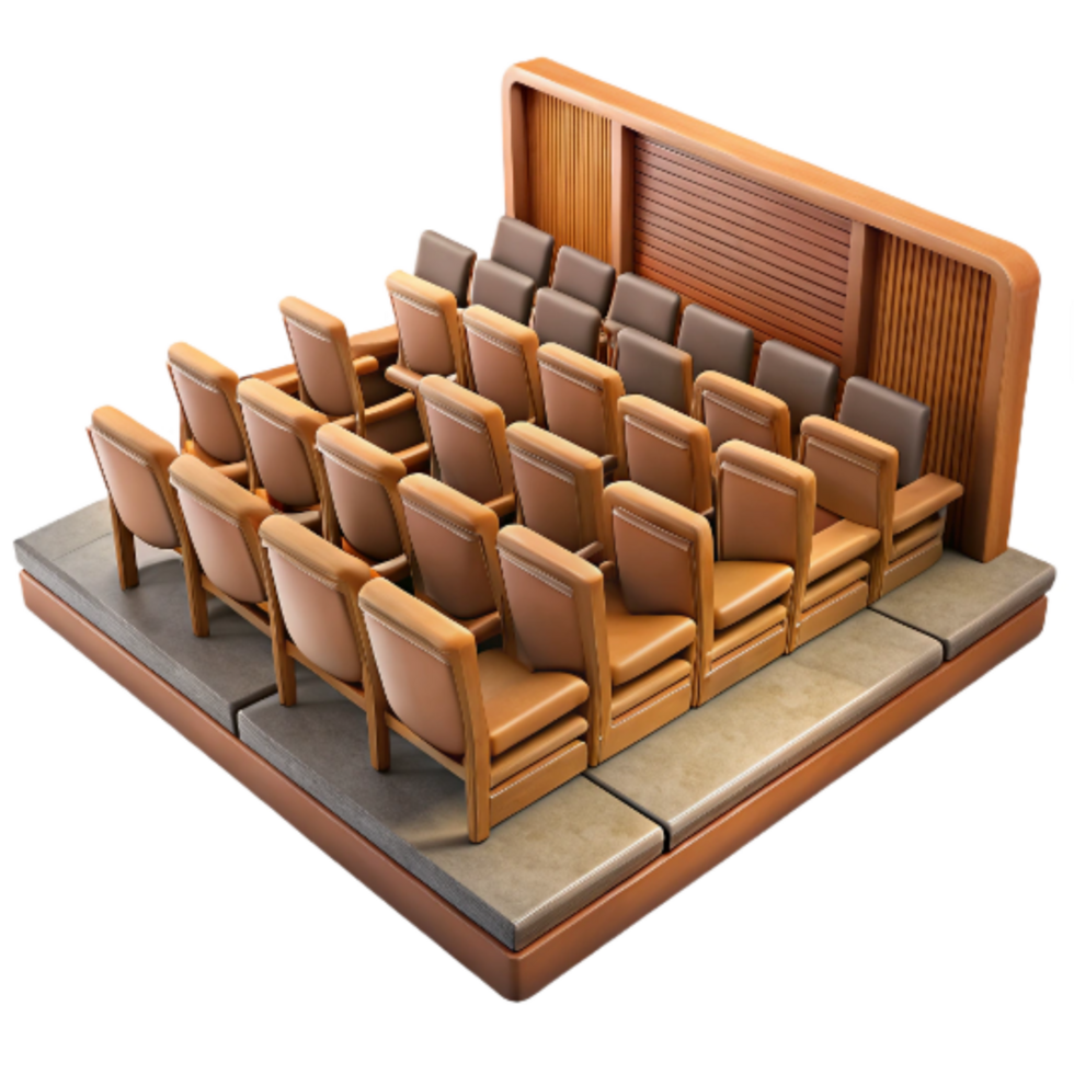 magnificent classic Empty Lecture Hall with Wooden Seats Isolated genuine png