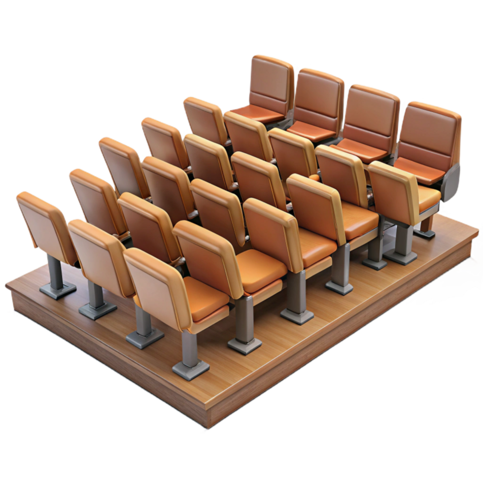 extraordinary artistic Empty Lecture Hall with Wooden Seats Isolated high resolution png