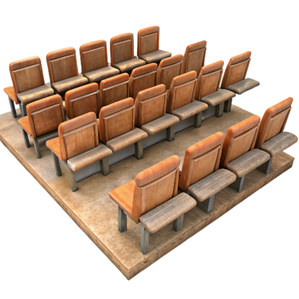 impressive classic Empty Lecture Hall with Wooden Seats Isolated exclusive png