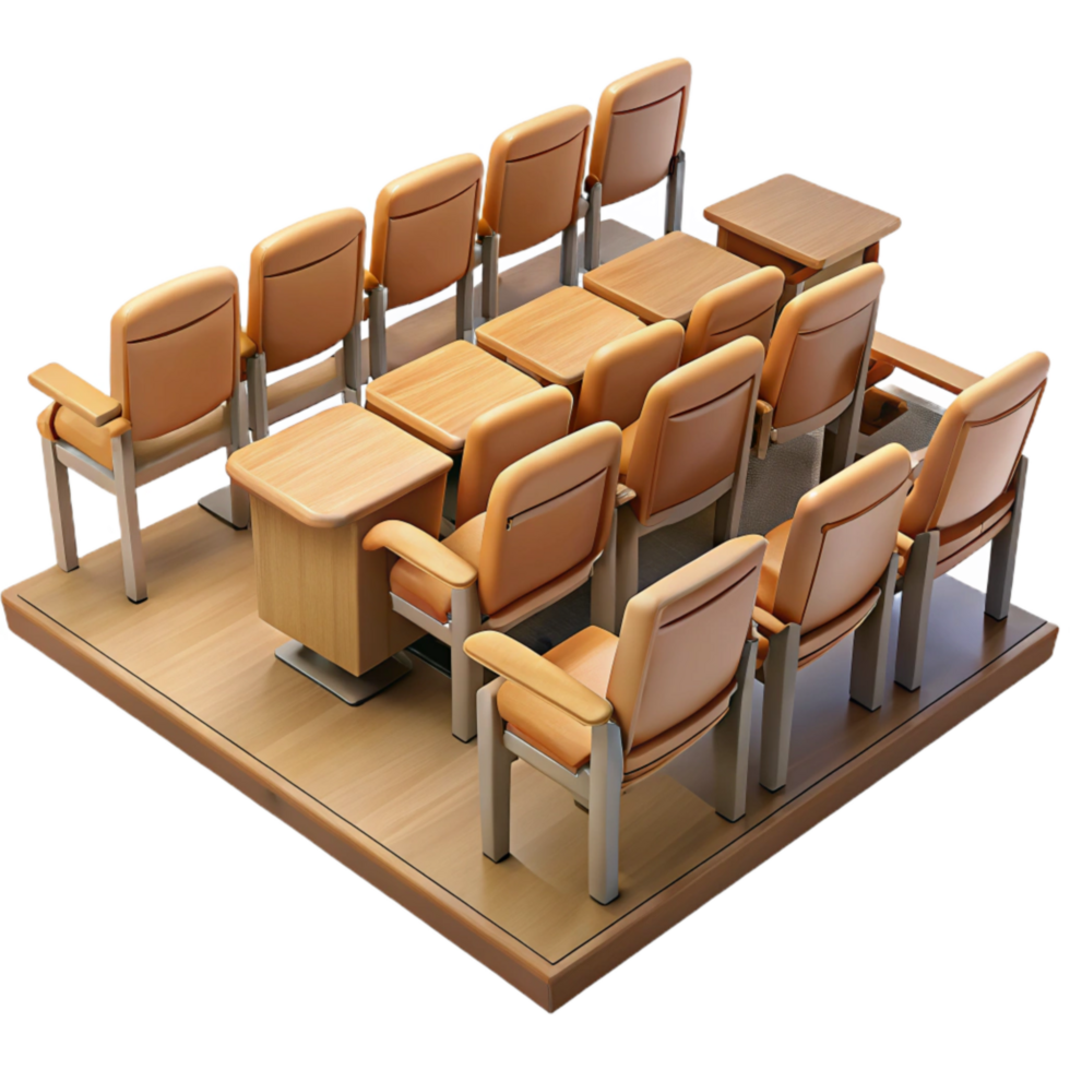 vibrant abstract Empty Lecture Hall with Wooden Seats Isolated premium png