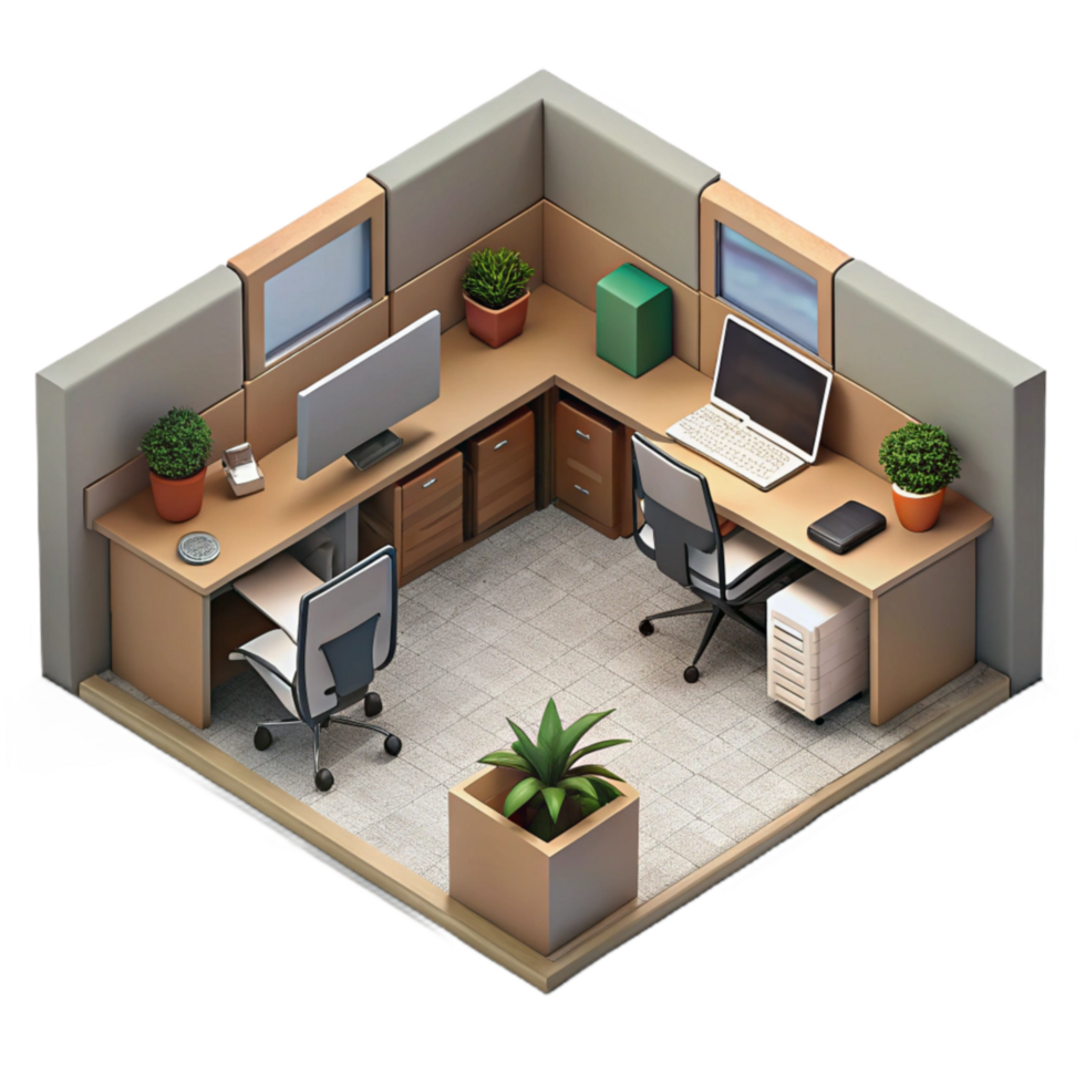 magnificent modern Empty Office Cubicle Top View Cutout premium png
