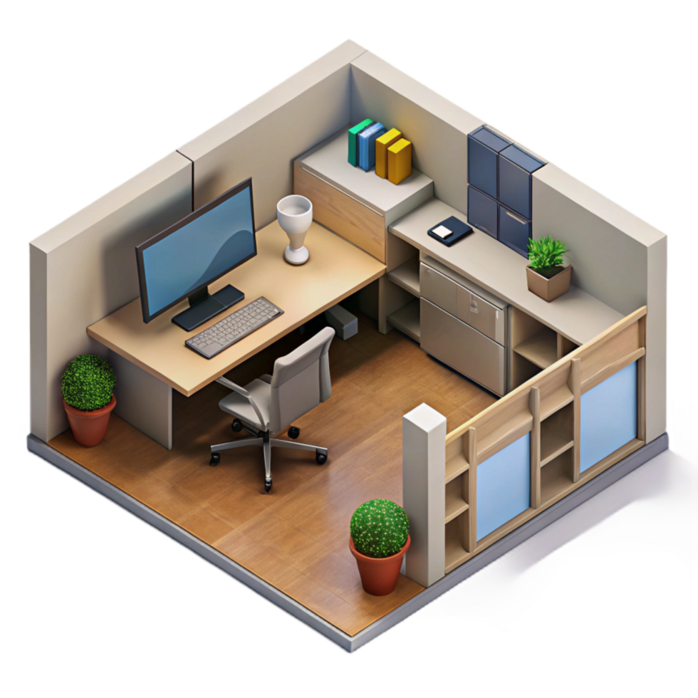 serene abstract Empty Office Cubicle Top View Cutout original png