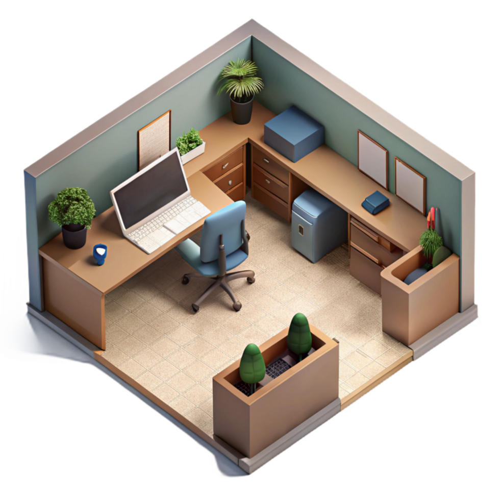 magnificent traditional Empty Office Cubicle Top View Cutout 4K png