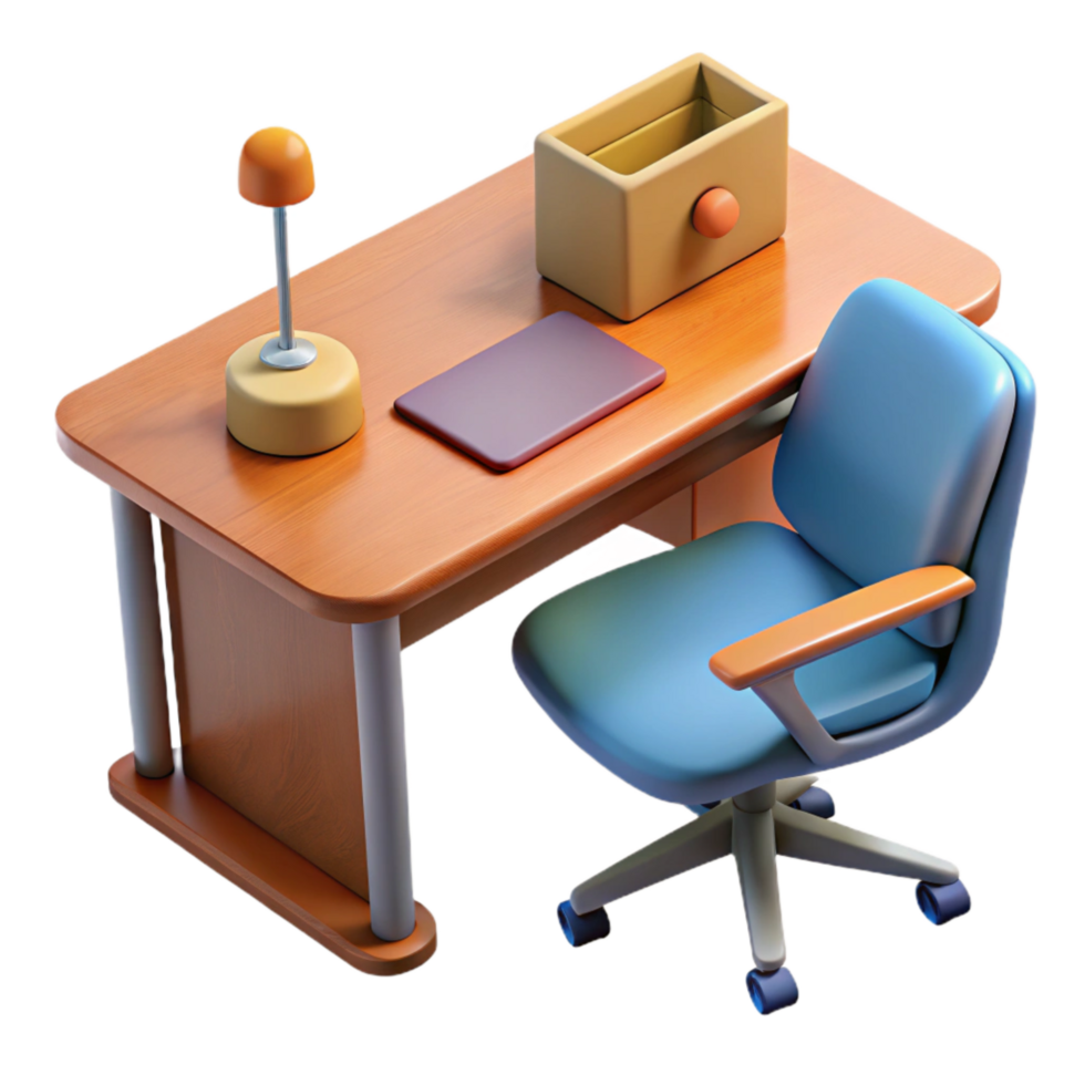 magnificent creative Empty Office Desk with Chair Top View Isolated high resolution png