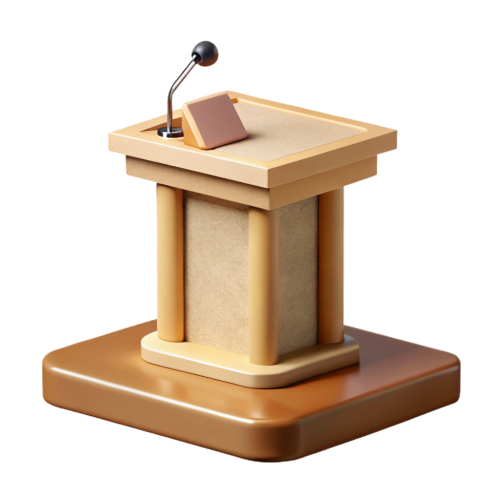 vibrant vintage Empty Podium with Lectern and Microphone Cutout original png
