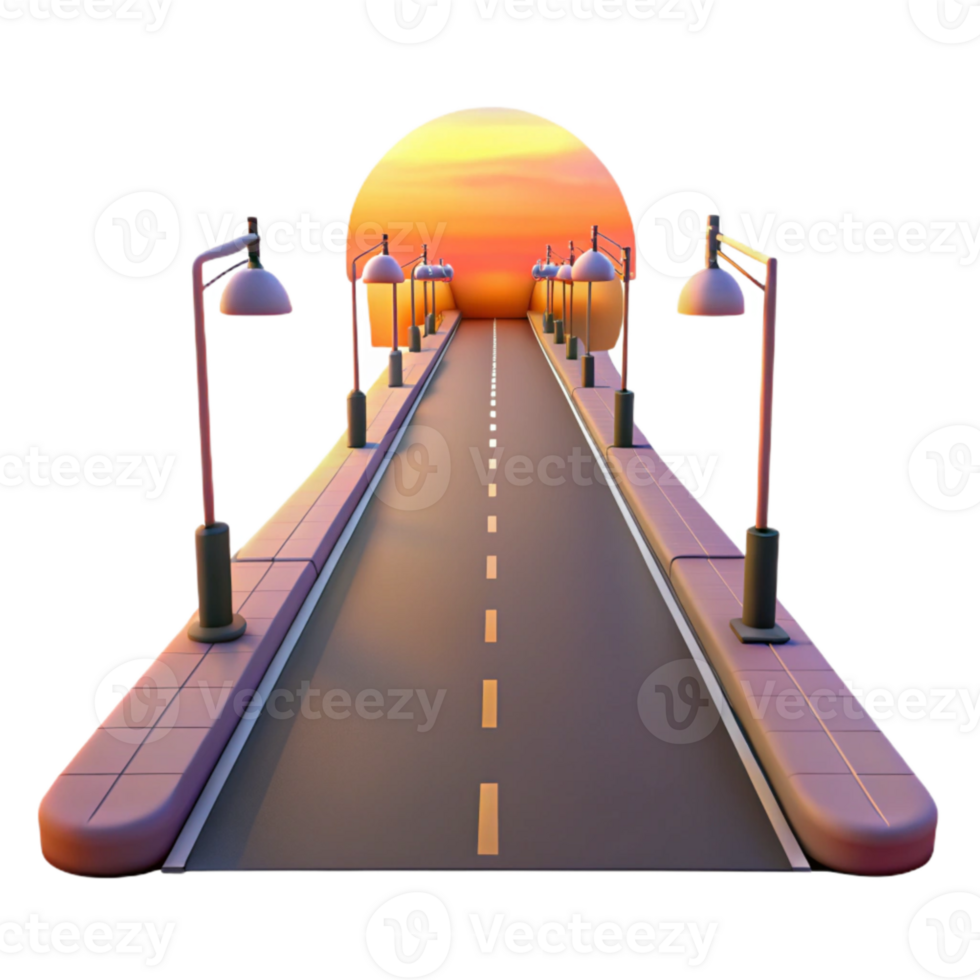 impressive modern Empty Street at Sunset Isolated Element high resolution png