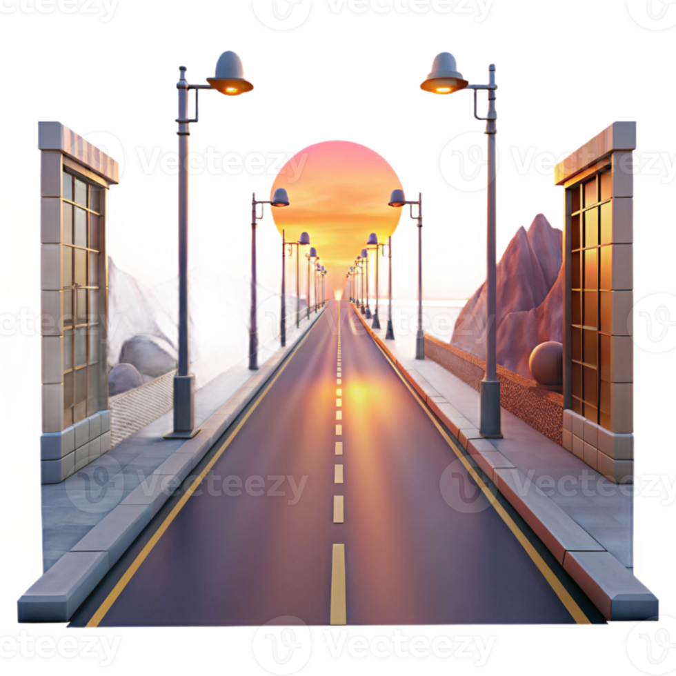 stunning abstract Empty Street at Sunset Isolated Element detailed png