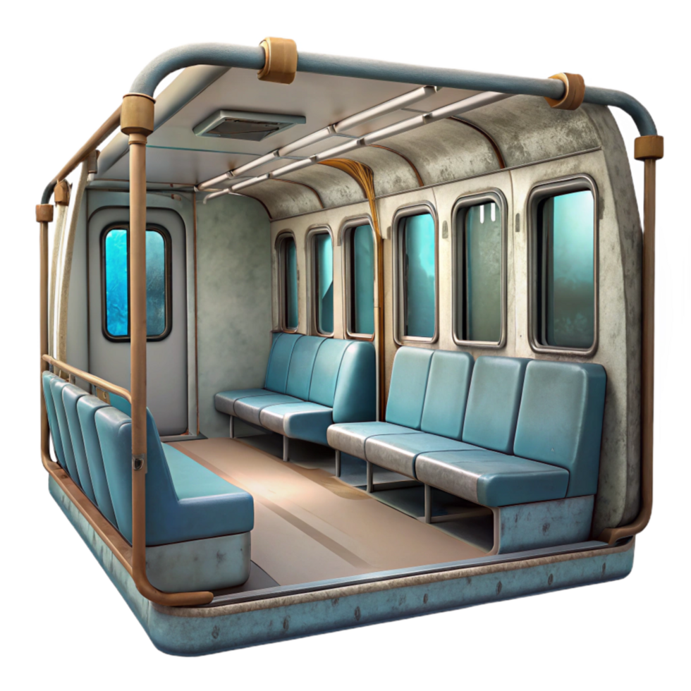 beautiful rustic Empty Subway Car Interior View Cutout authentic png
