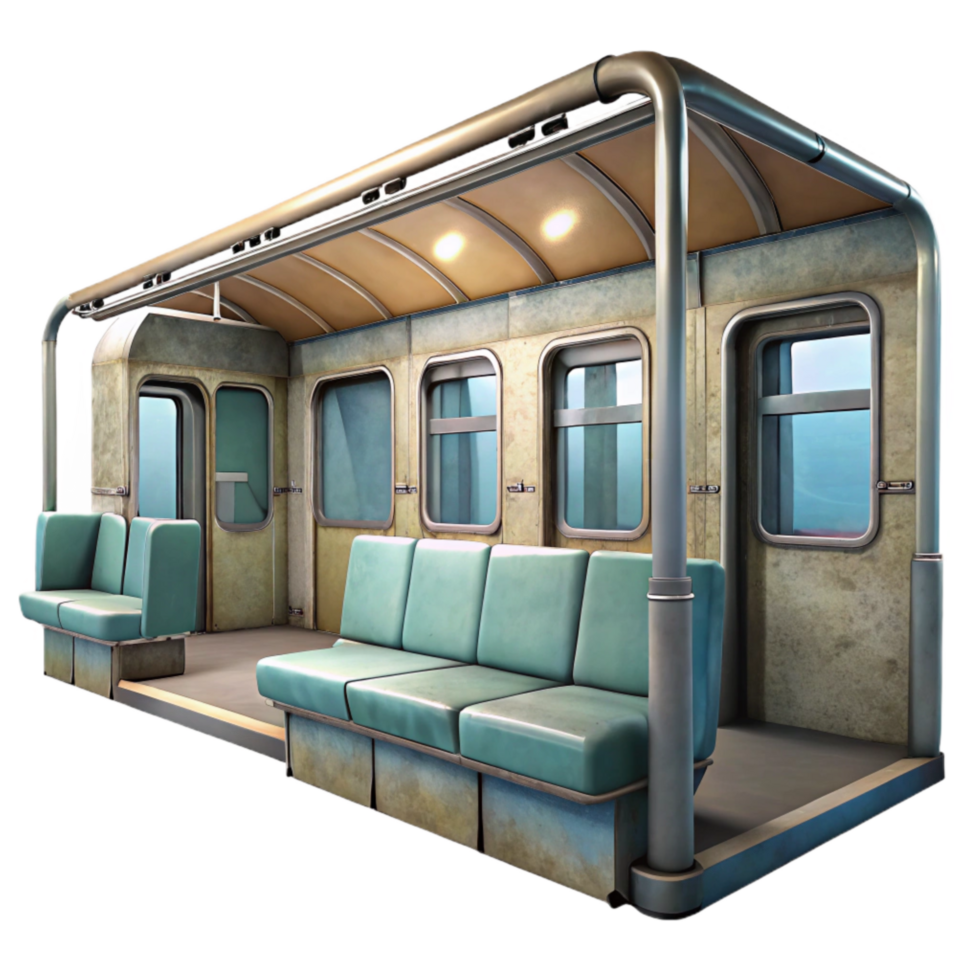 serene vintage Empty Subway Car Interior View Cutout authentic png