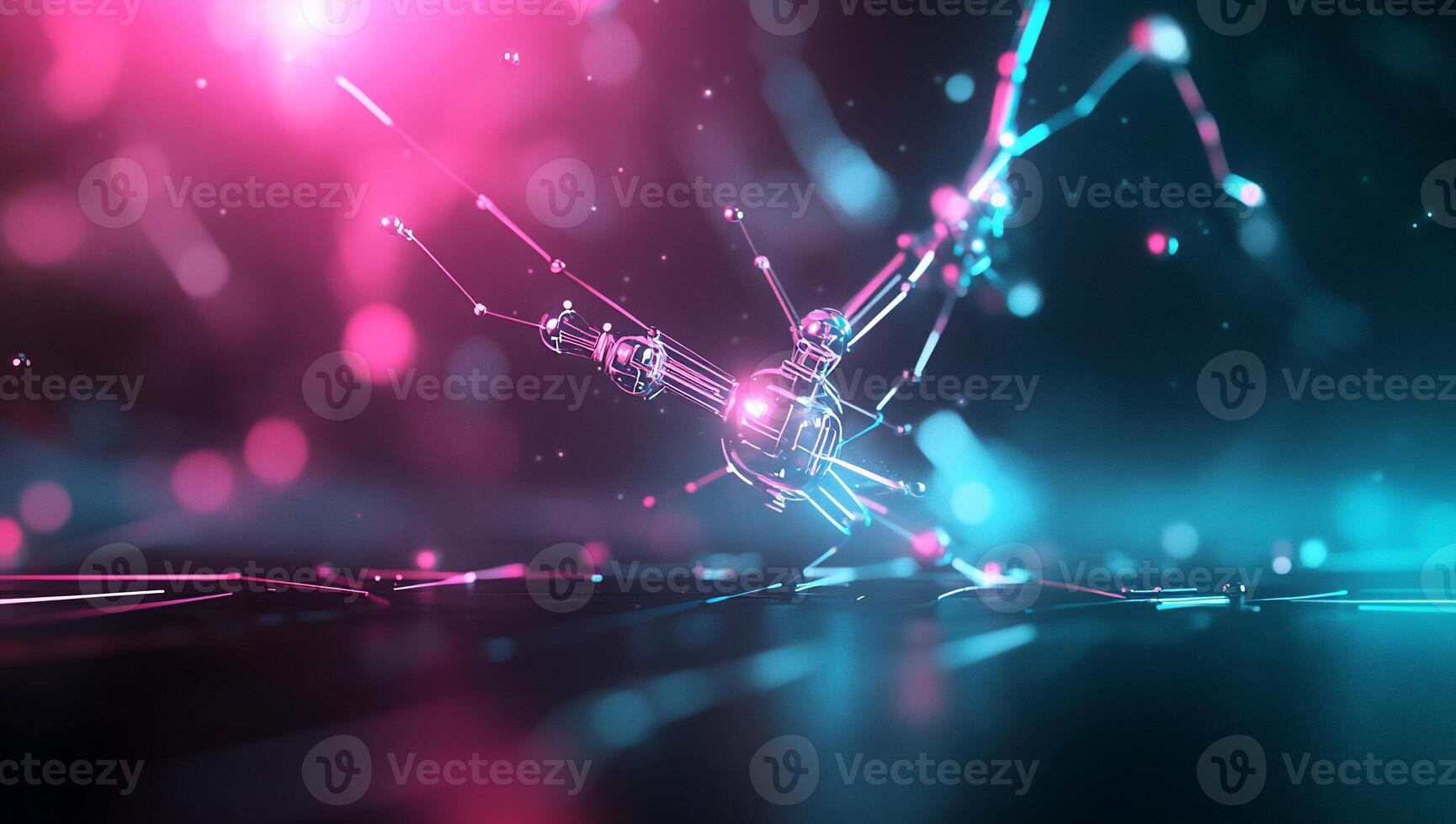 Abstract futuristic glowing robotic structure. photo