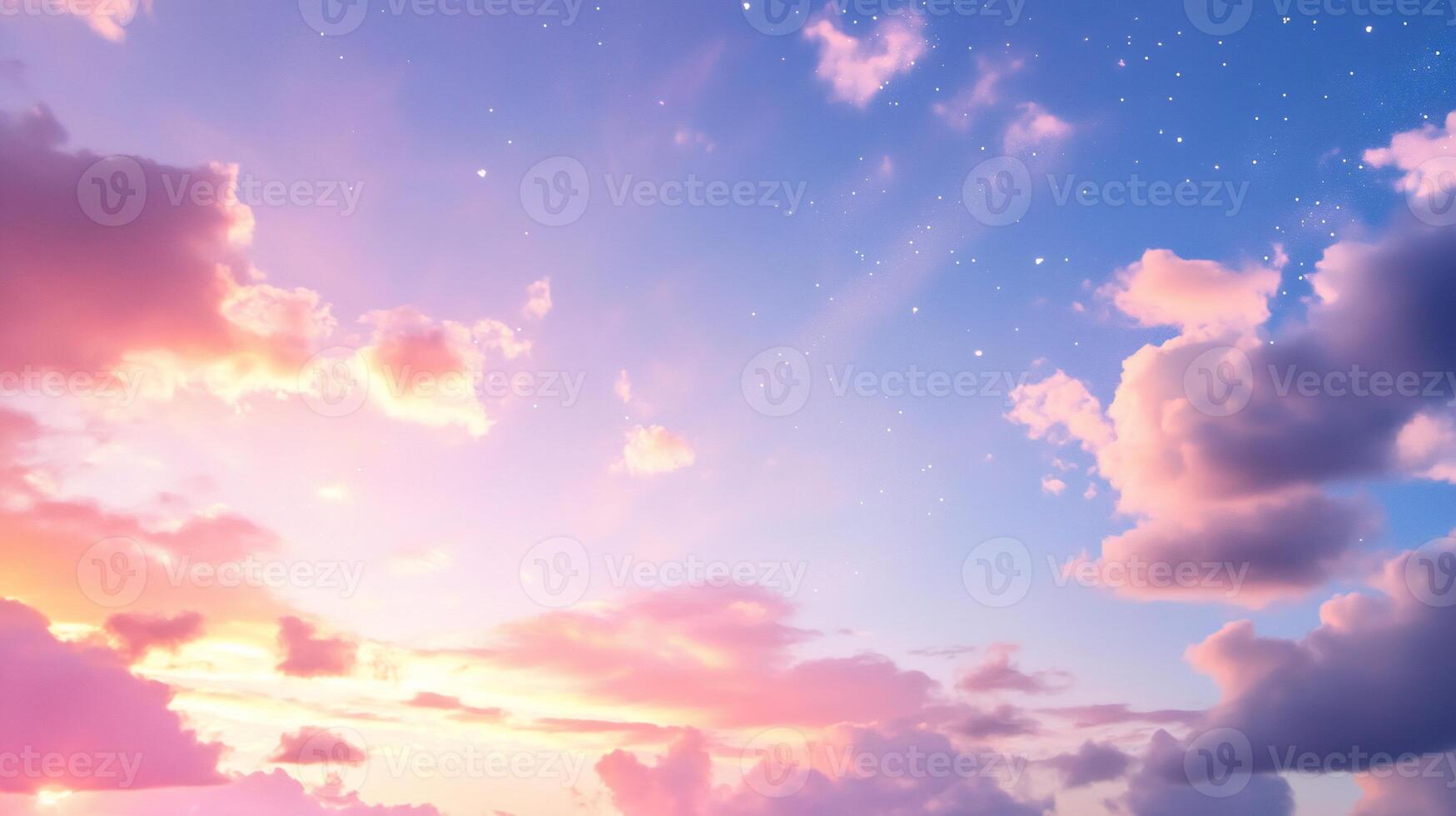 A beautiful sunset with clouds and stars photo