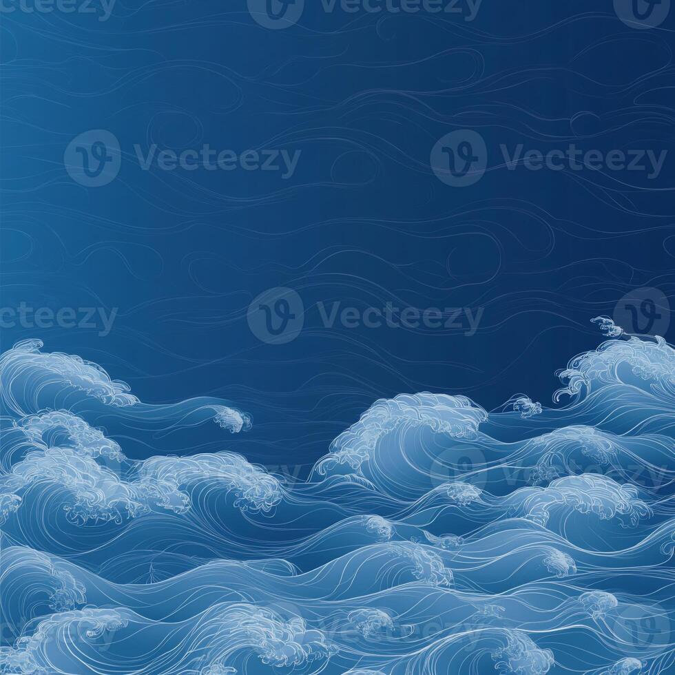 Tranquil ocean waves, abstract design photo