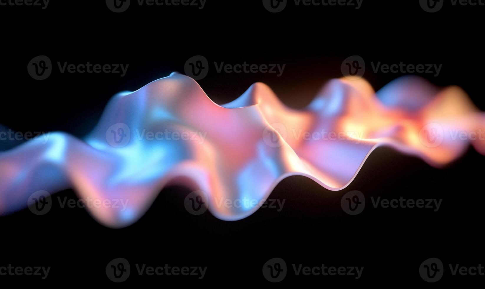 Abstract iridescent fabric waves on black background photo