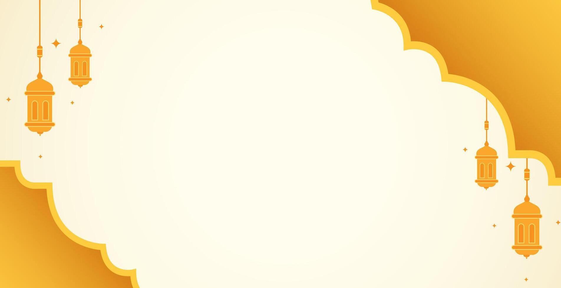 Ramadan kareem greeting card with lanterns vector