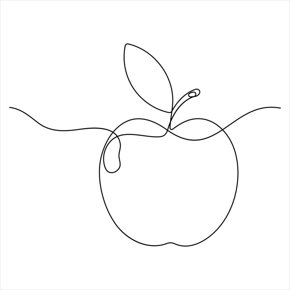 Single continuous line drawing of apple fruit Minimalist style apple fruit line art sketch illustration vector