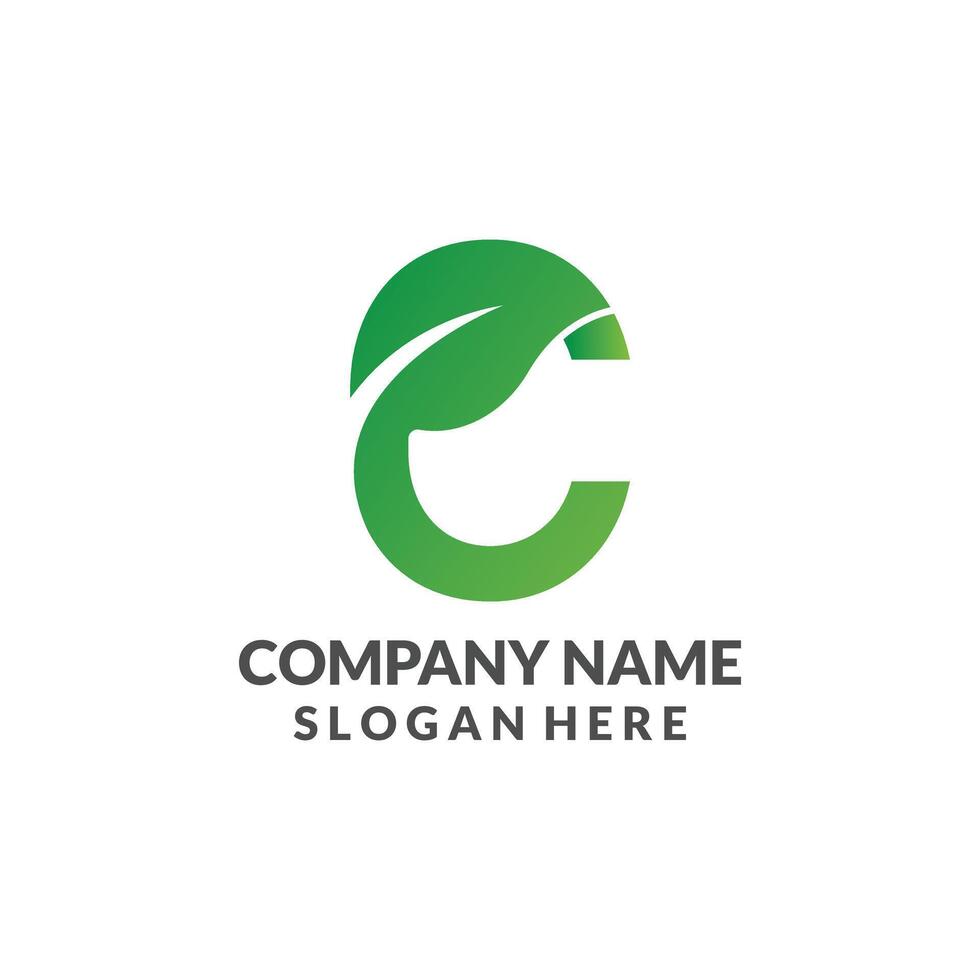 C Leaf Letter Logo Design vector