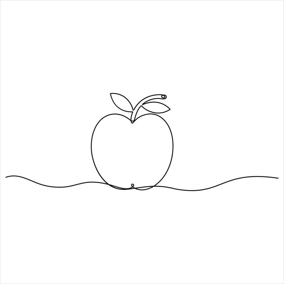 Single continuous line drawing of apple fruit Minimalist style apple fruit line drawing illustration vector