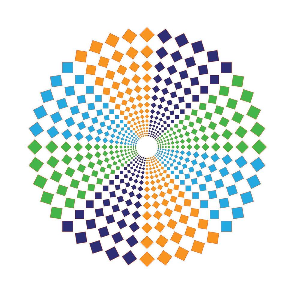 Halftone speed spiral Blow orange dynamic dotted lines in perspective Radial swirl element for logo vector