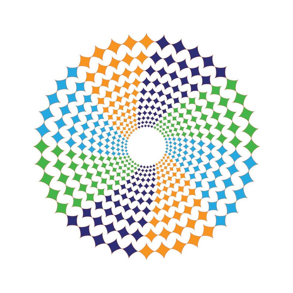 Halftone speed spiral Red orange dynamic dotted lines in perspective radial swirl element of logo vector