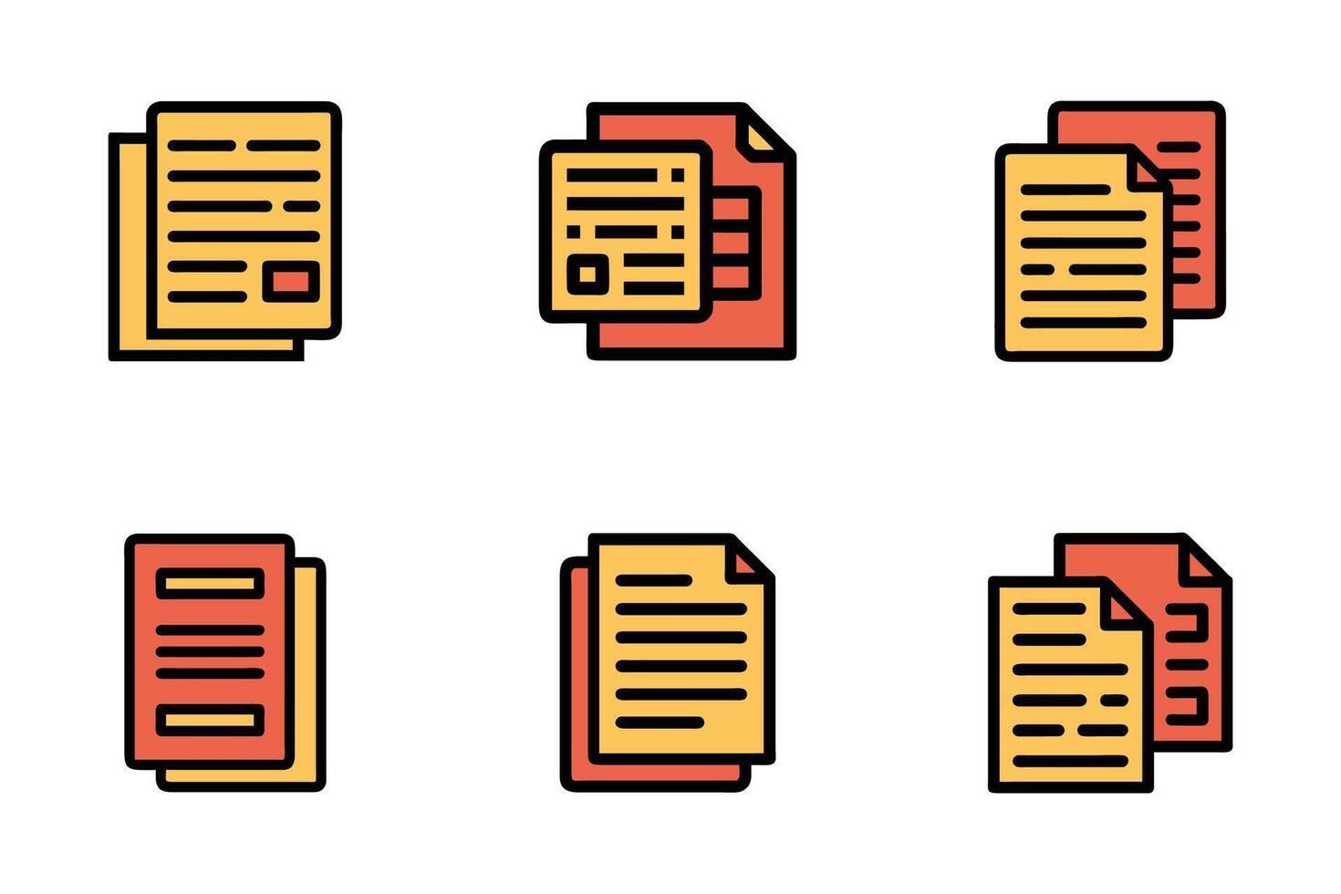 Documents Isolated Silhouette Organized File Illustration Icon Pack vector