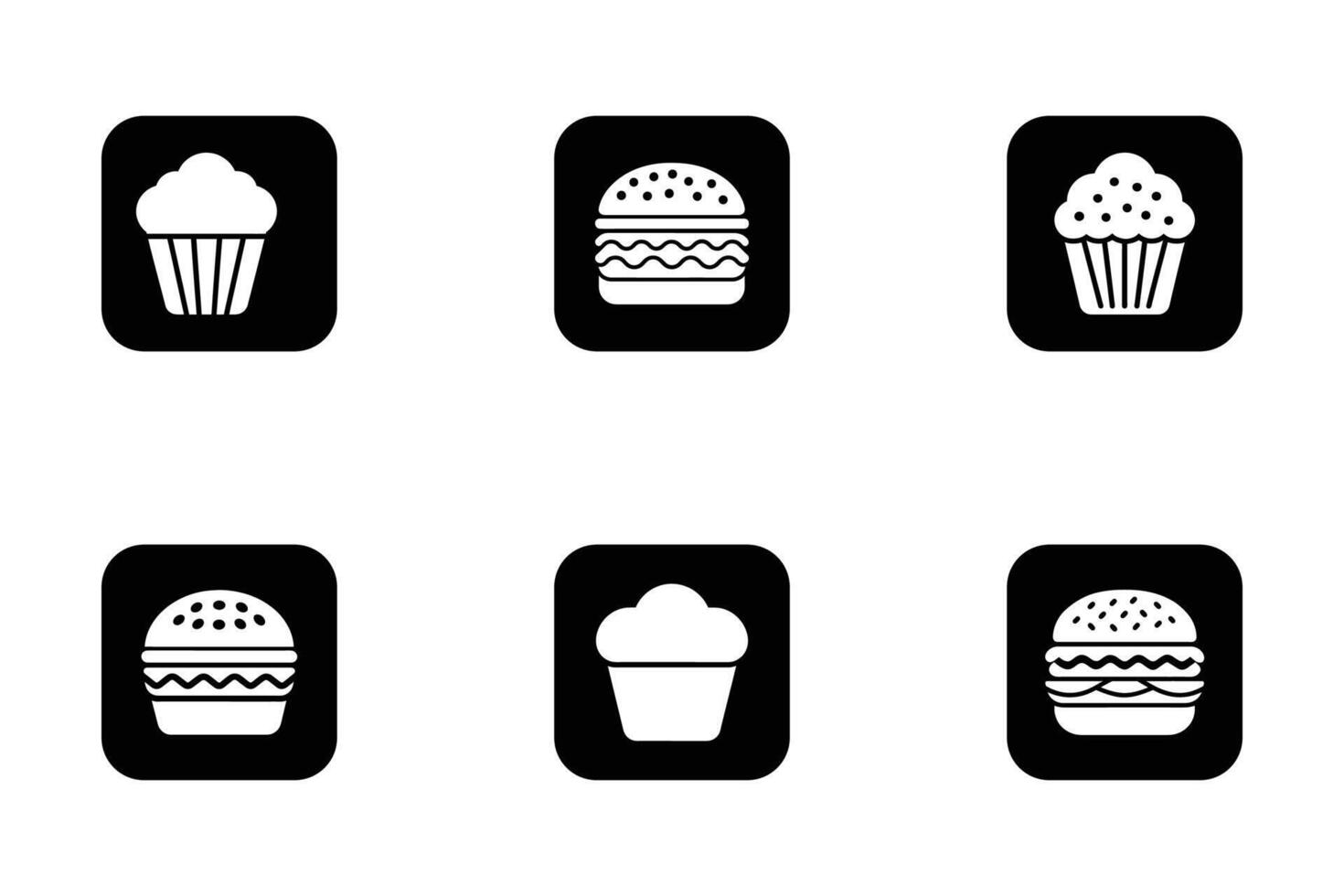 Food abstract and realistic silhouette icon collection vector