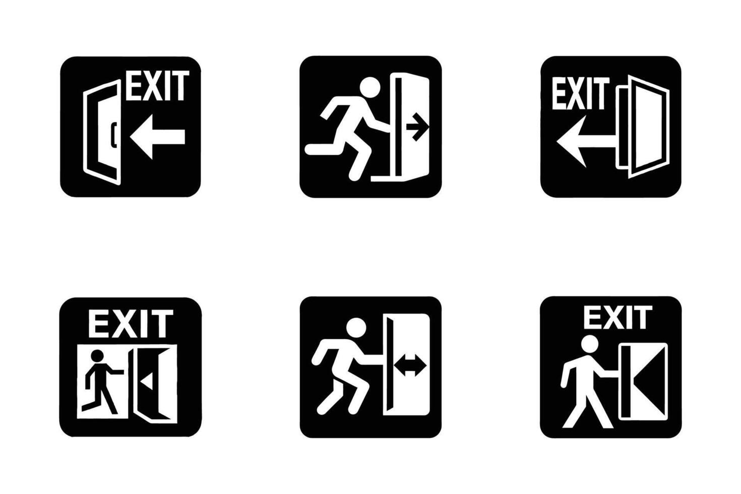 Flat Style Exit Door Outline Silhouette Icons vector
