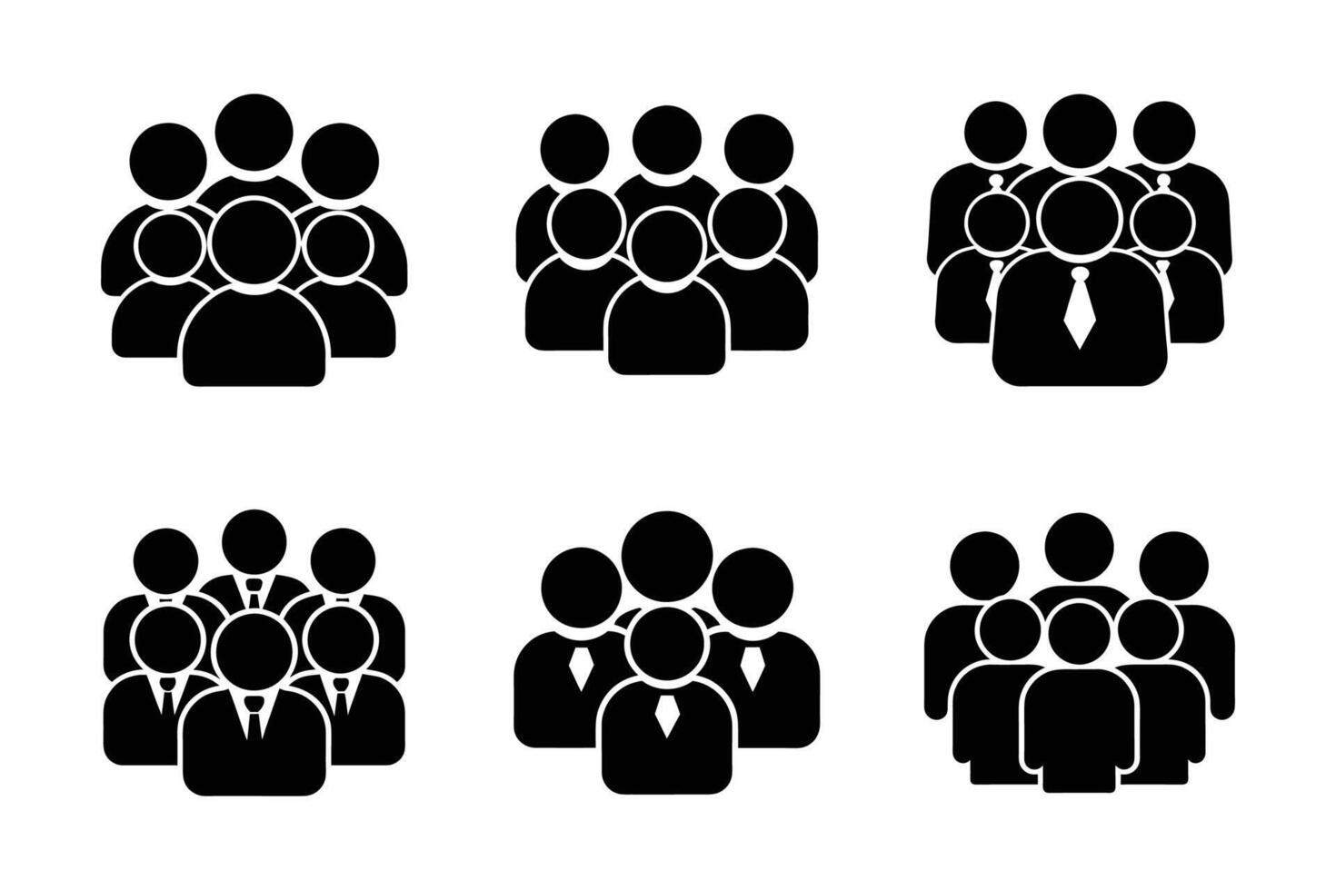 Group black and white silhouette icon bundle vector