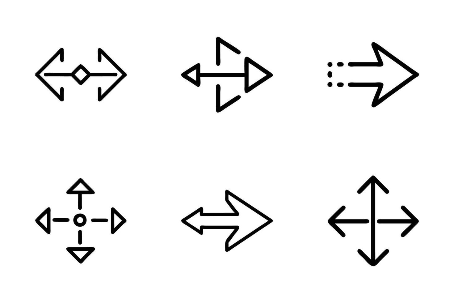 Direction arrow isolated minimalist line art icon collection vector