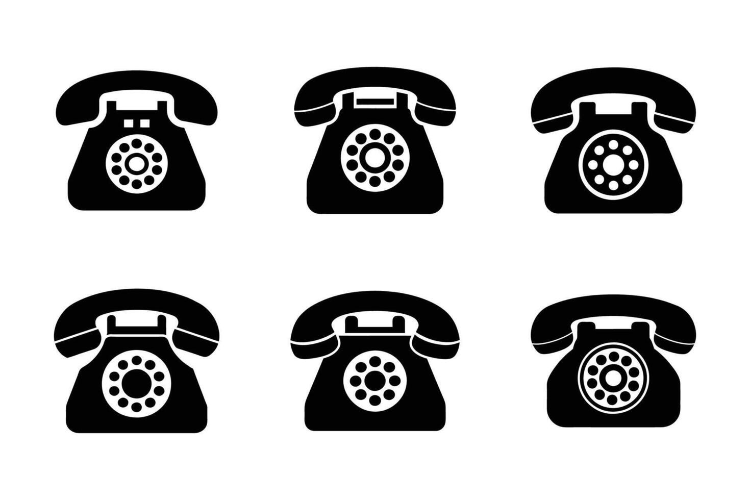 Telecommunication device isolated silhouette icon set pack vector