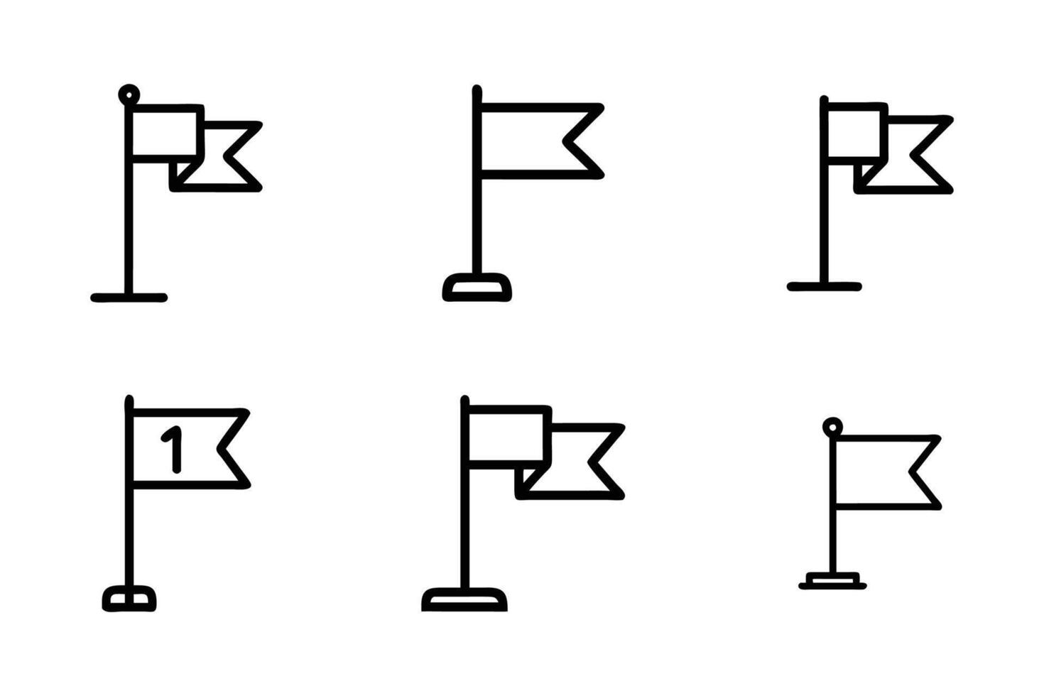 Goalpost Flag Minimal Line Art Flat Icon Collection vector