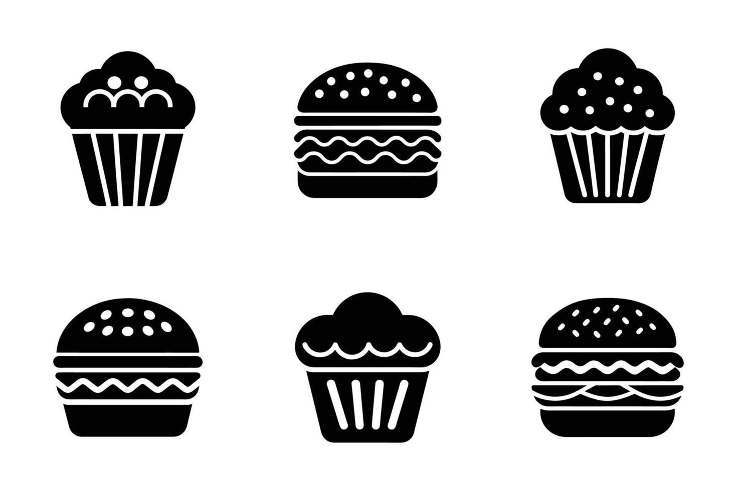 Food essential elements icon set with artistic details vector